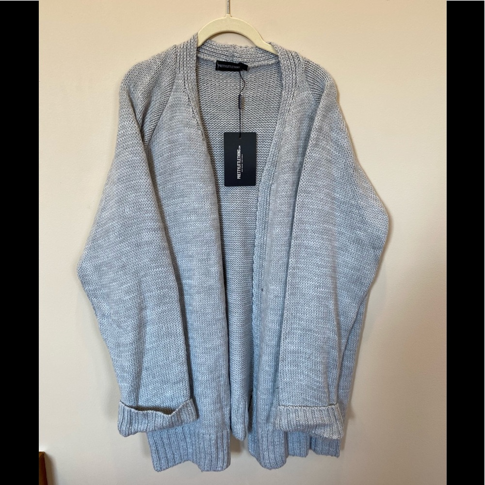 PrettyLittleThing Light Grey Fluffy Cardigan